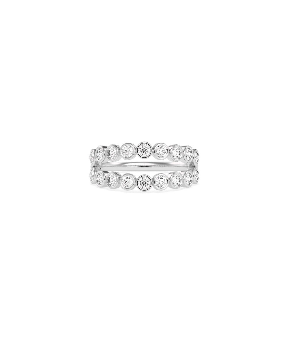 2 Row Diamond Bezel Set Ring white gold with sleek contemporary bezel design