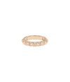 Rose gold pyramid ring featuring bold architectural elements with diamond sparkle