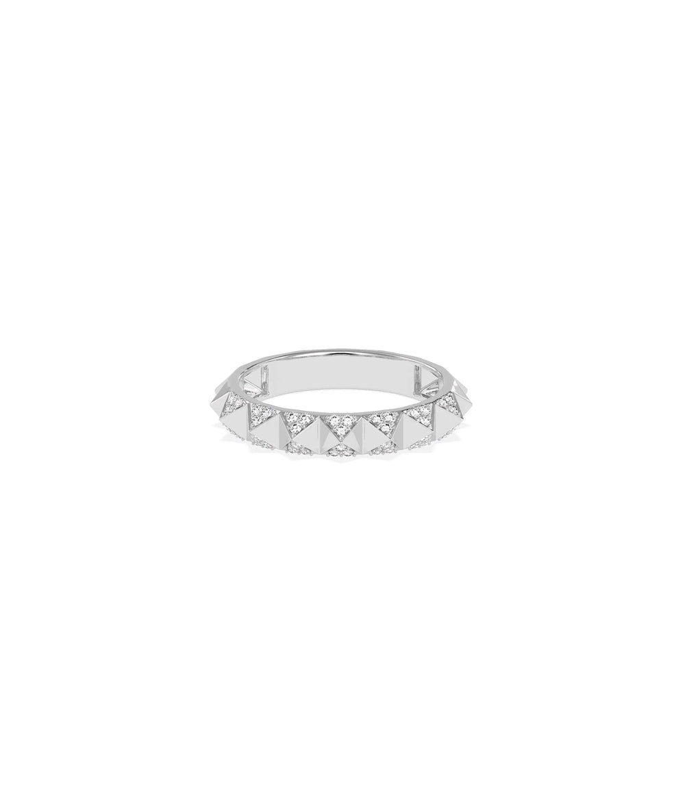 Diamond Pave Pyramid Band Ring white gold with sparkling pave-covered pyramids
