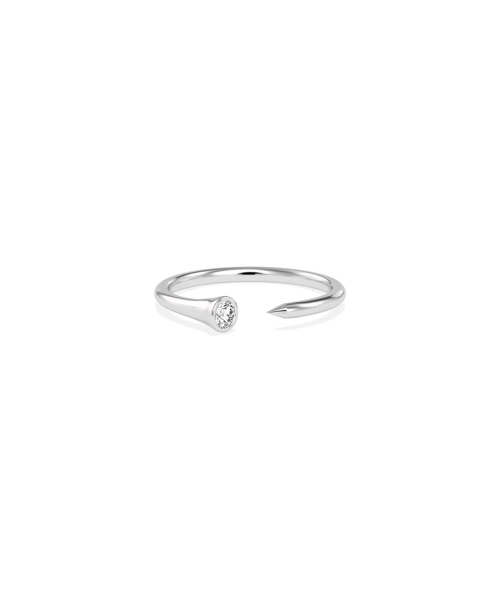 Diamond Solitaire Nail Ring white gold with edgy contemporary styling