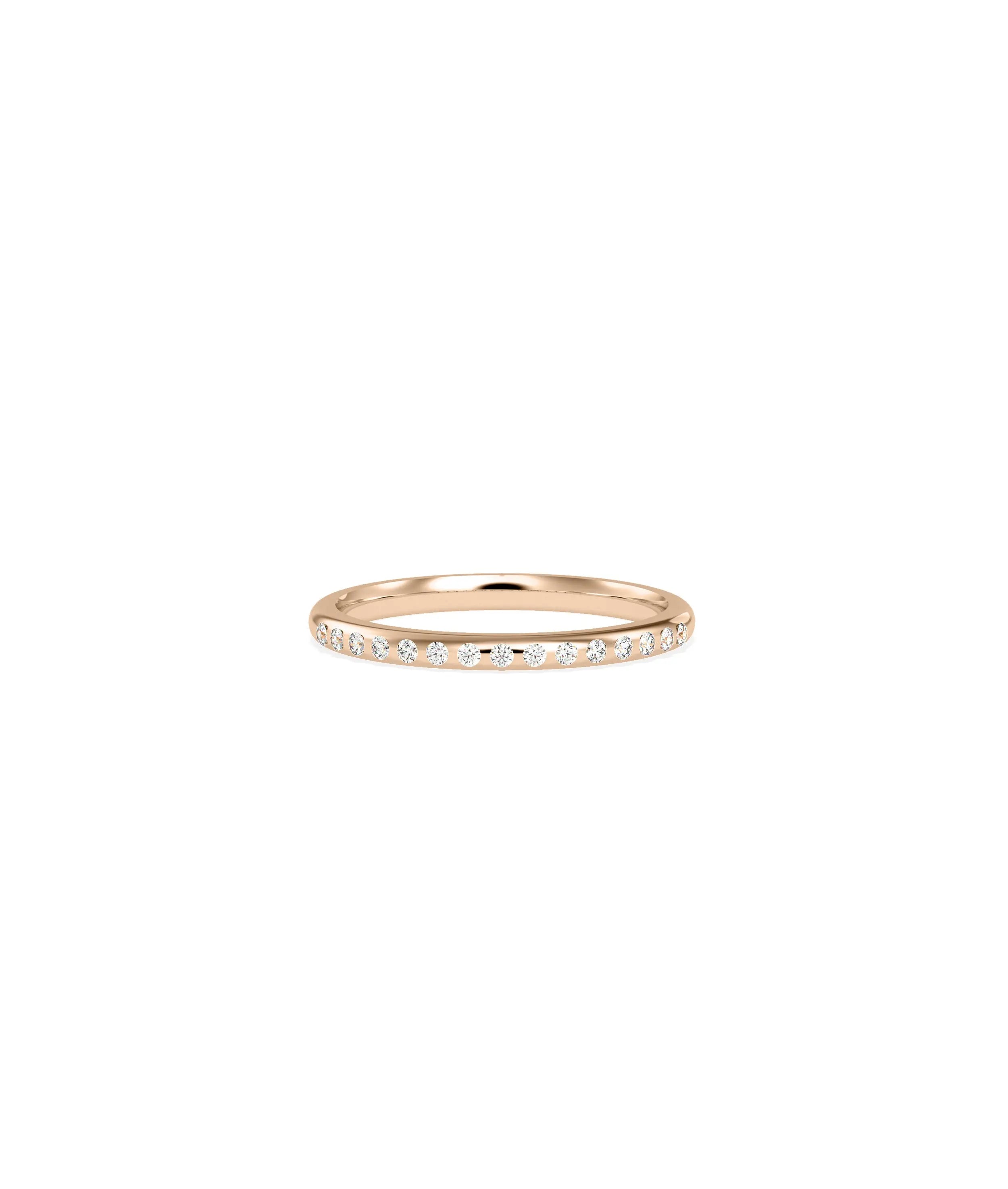 Diamond Bezel Band Ring stacked with other bands showing seamless modern layering