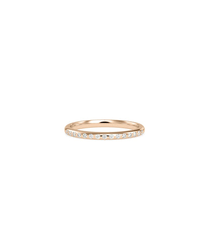 Diamond Bezel Band Ring stacked with other bands showing seamless modern layering