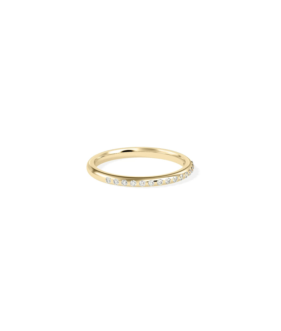 Side view of Diamond Bezel Band Ring highlighting flush bezel design and construction