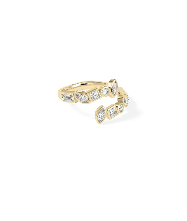 Bezel bypass ring side view displaying 12.8mm dimension and varied diamond shapes alternate view