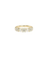 Diamond Cluster Round and Square Band Ring yellow gold showcasing mixed shapes