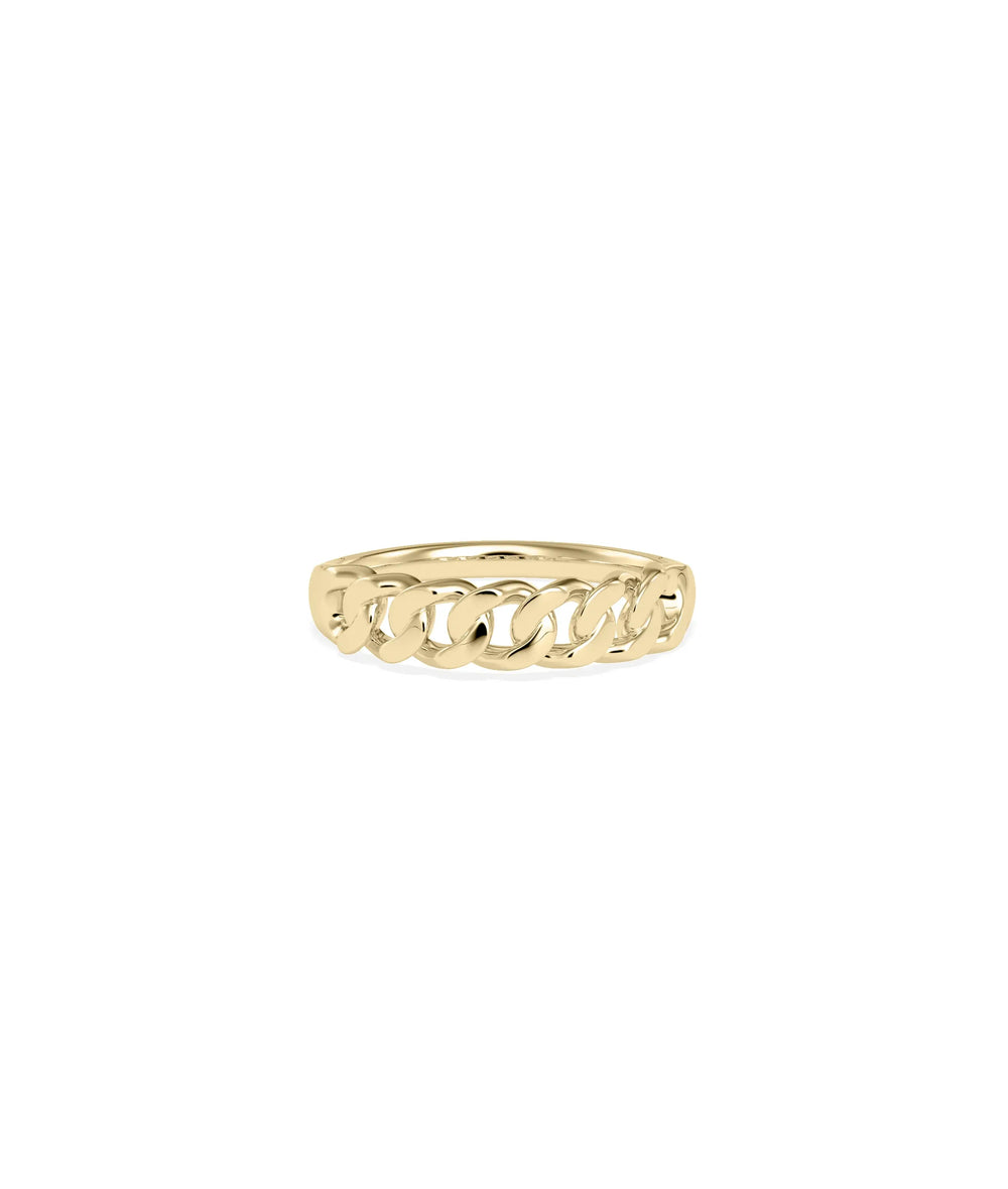 Gold Curb Link Ring yellow gold showcasing bold chain-inspired curb link texture