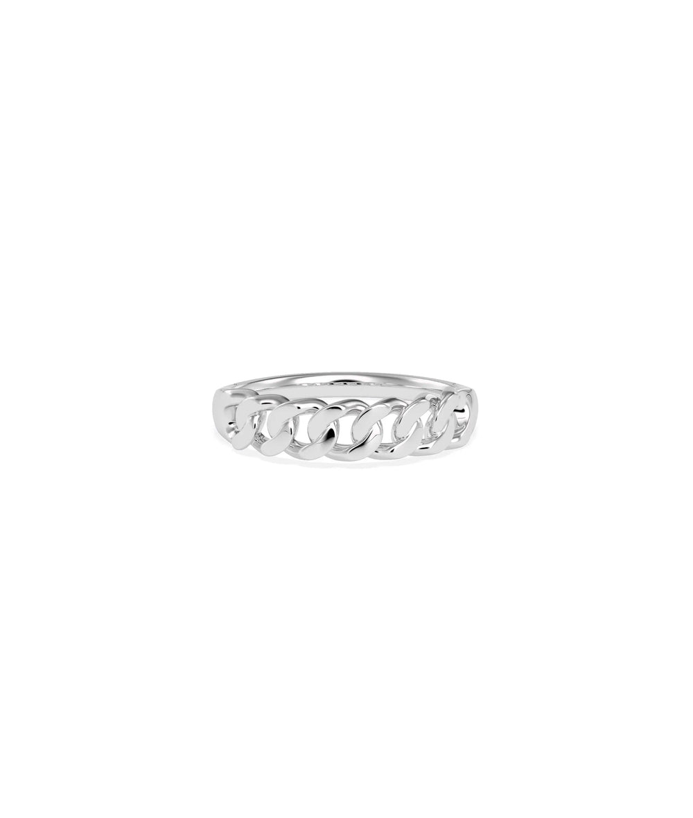 Gold Curb Link Ring white gold with eye-catching contemporary sophistication