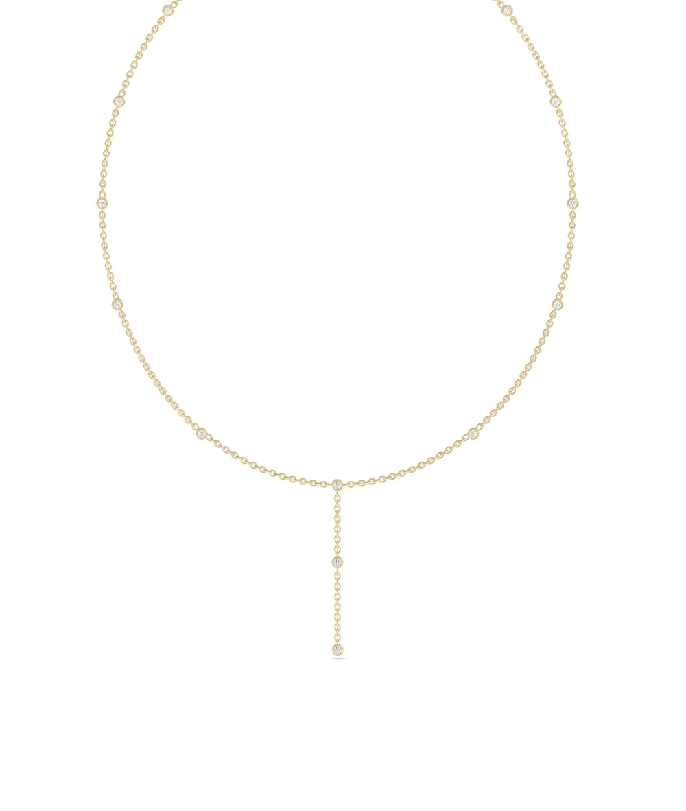 Diamond Station Necklace - 79e | Everyday 14K Gold Jewelry