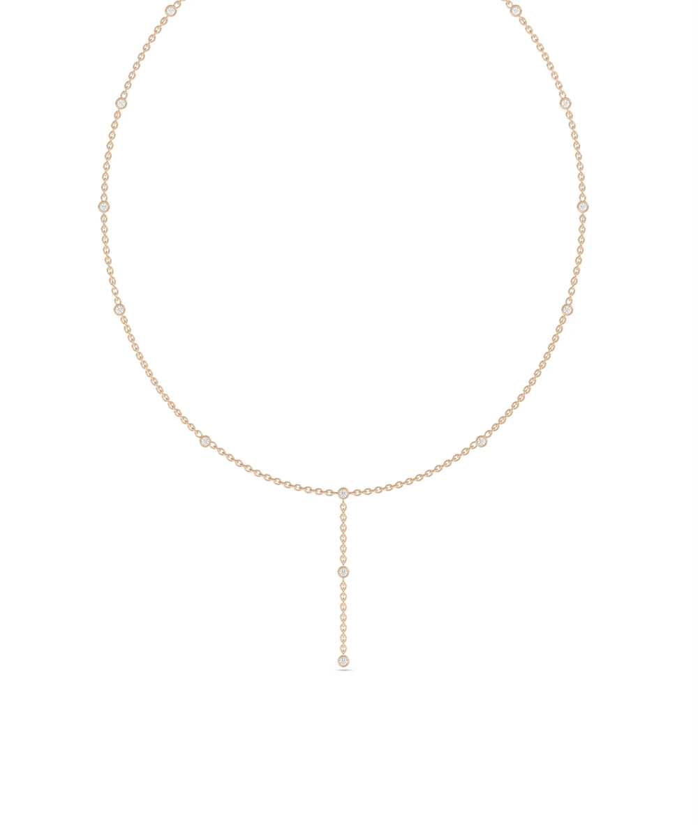 Diamond Station Necklace - 79e | Everyday 14K Gold Jewelry