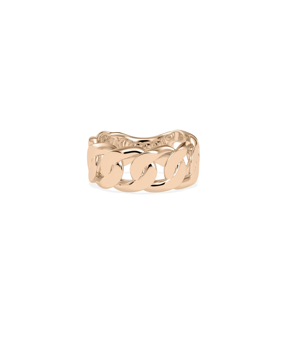 Rose gold Gold Curb Link Ring with edgy substantial bold curb link statement design