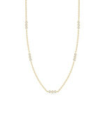 3 Stone Diamond Bezel Station Necklace - 79e | Everyday 14K Gold Jewelry