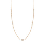 3 Stone Diamond Bezel Station Necklace - 79e | Everyday 14K Gold Jewelry