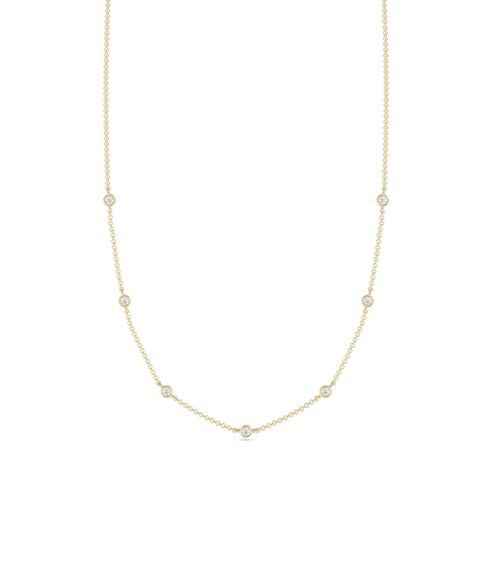 Diamond Station Necklace - 79e | Everyday 14K Gold Jewelry