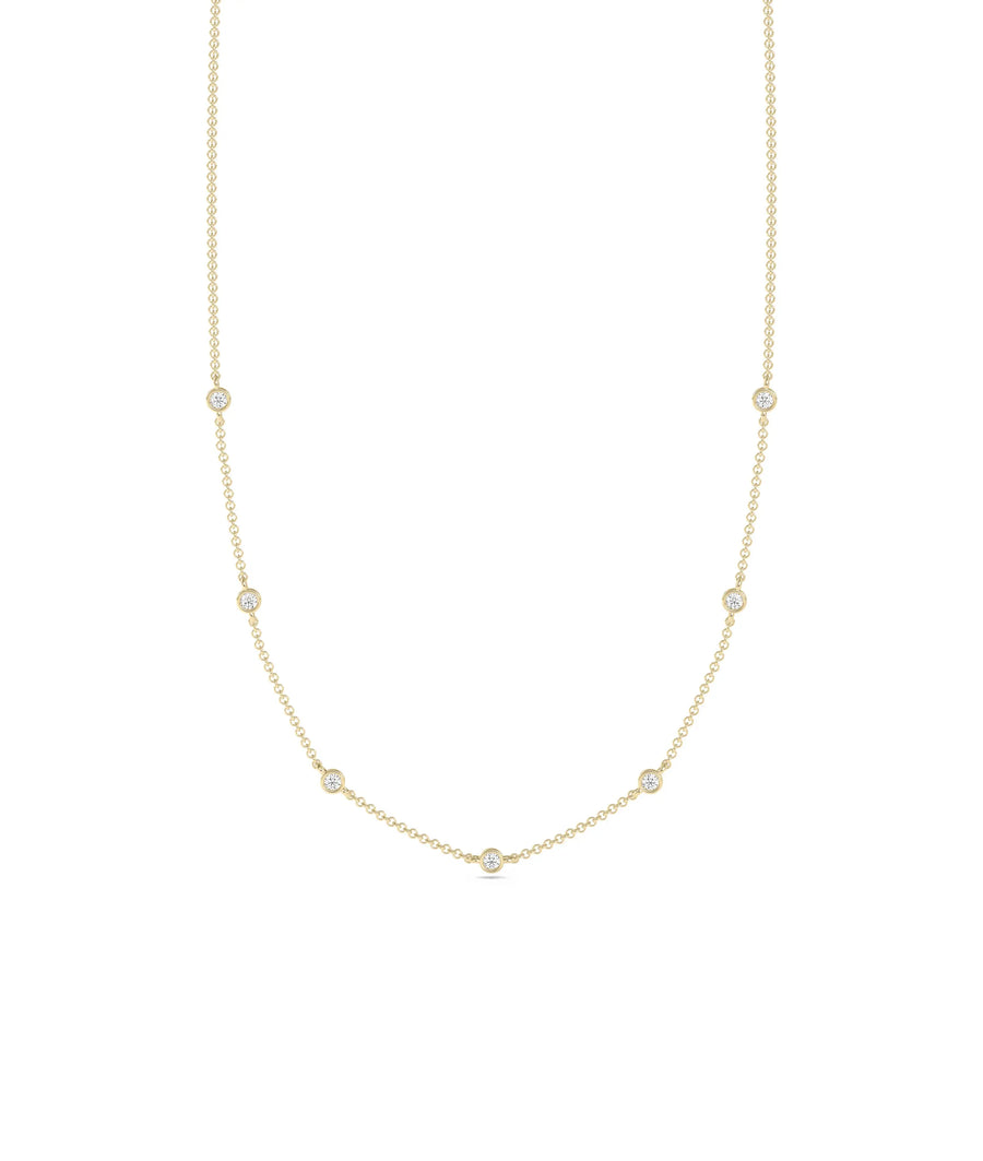 Diamond Station Necklace - 79e | Everyday 14K Gold Jewelry