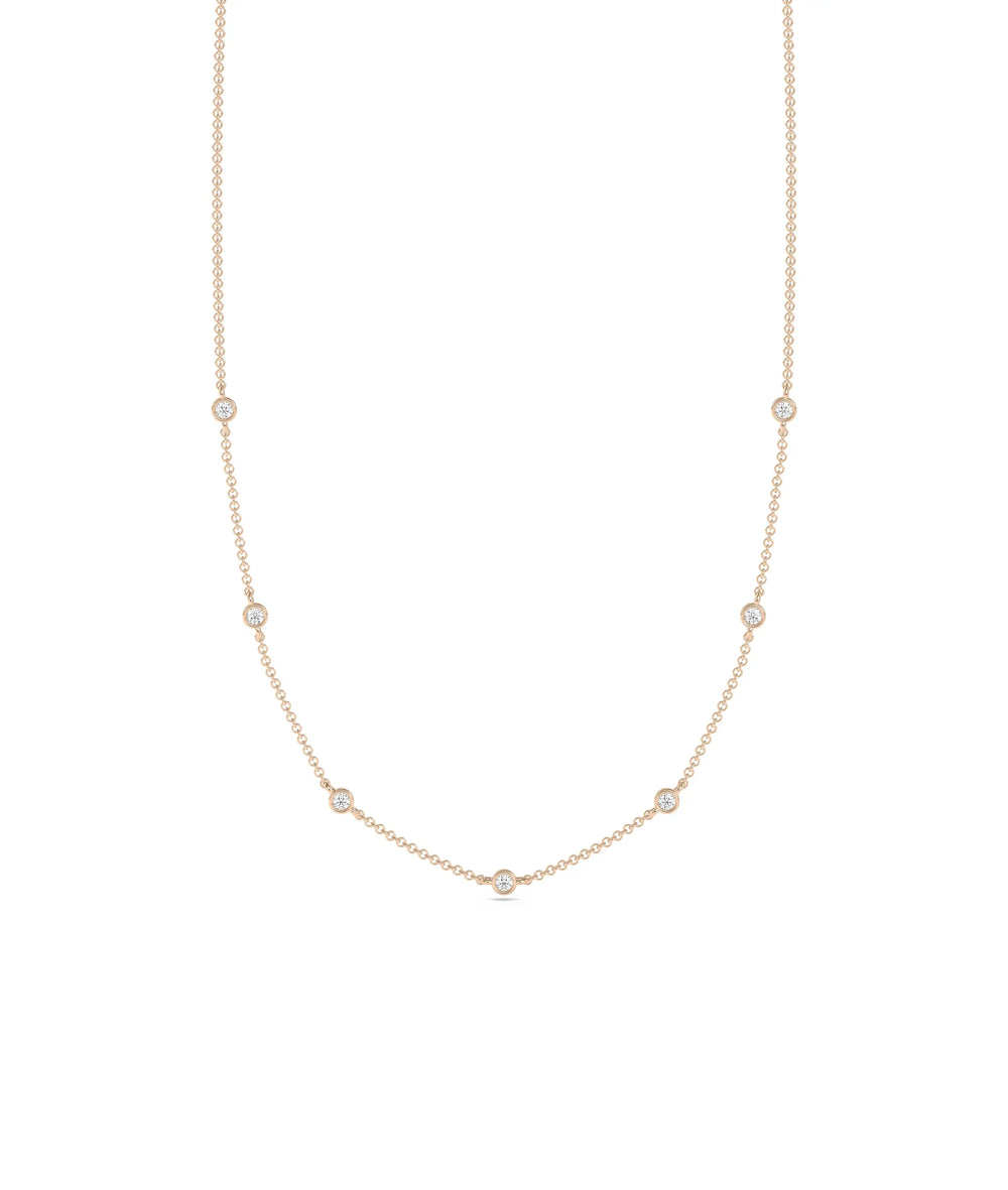 Diamond Station Necklace - 79e | Everyday 14K Gold Jewelry