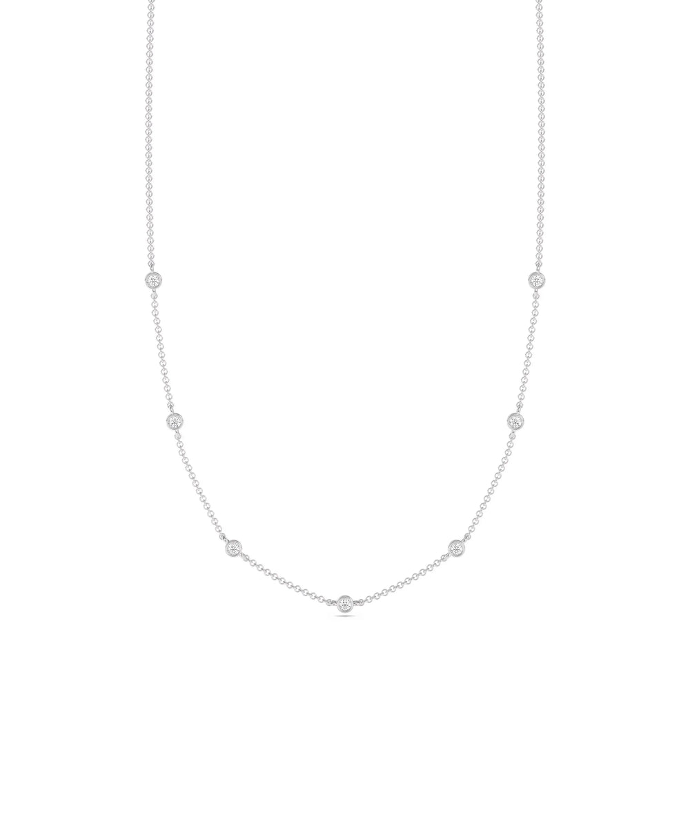 Diamond Station Necklace - 79e | Everyday 14K Gold Jewelry