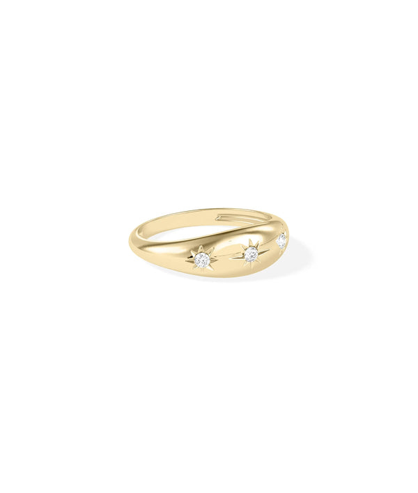 Star burst dome ring side view displaying 6.5mm width and raised profile design alternate view