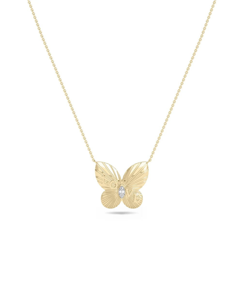 Mantra Butterfly Diamond Solitaire yellow gold personalized transformative elegant