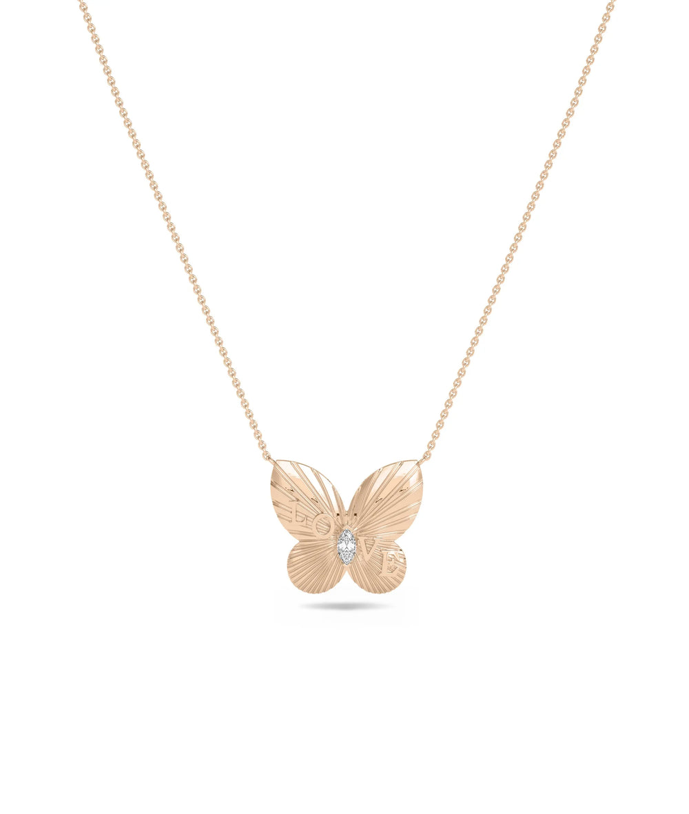 Rose gold Mantra Butterfly Diamond Solitaire featuring sparkle