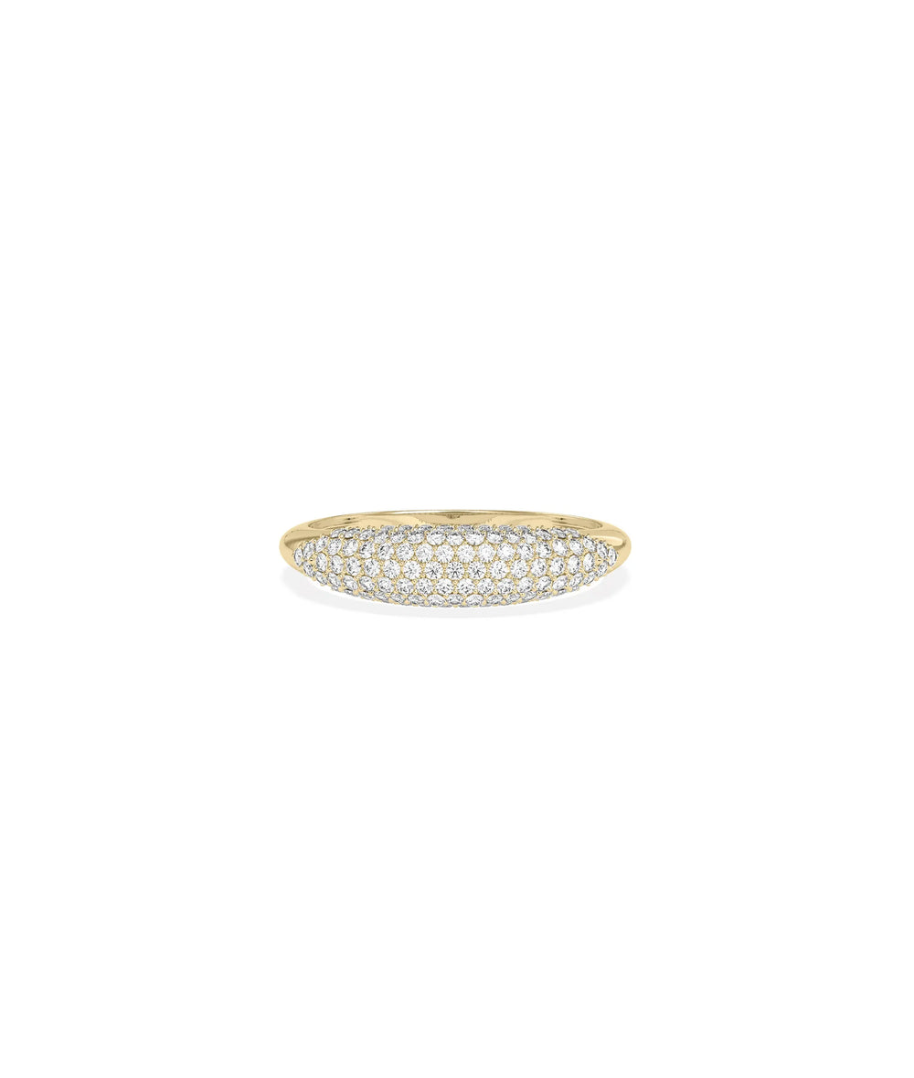 Diamond Pave Dome Ring yellow gold front view showcasing continuous pave sparkle