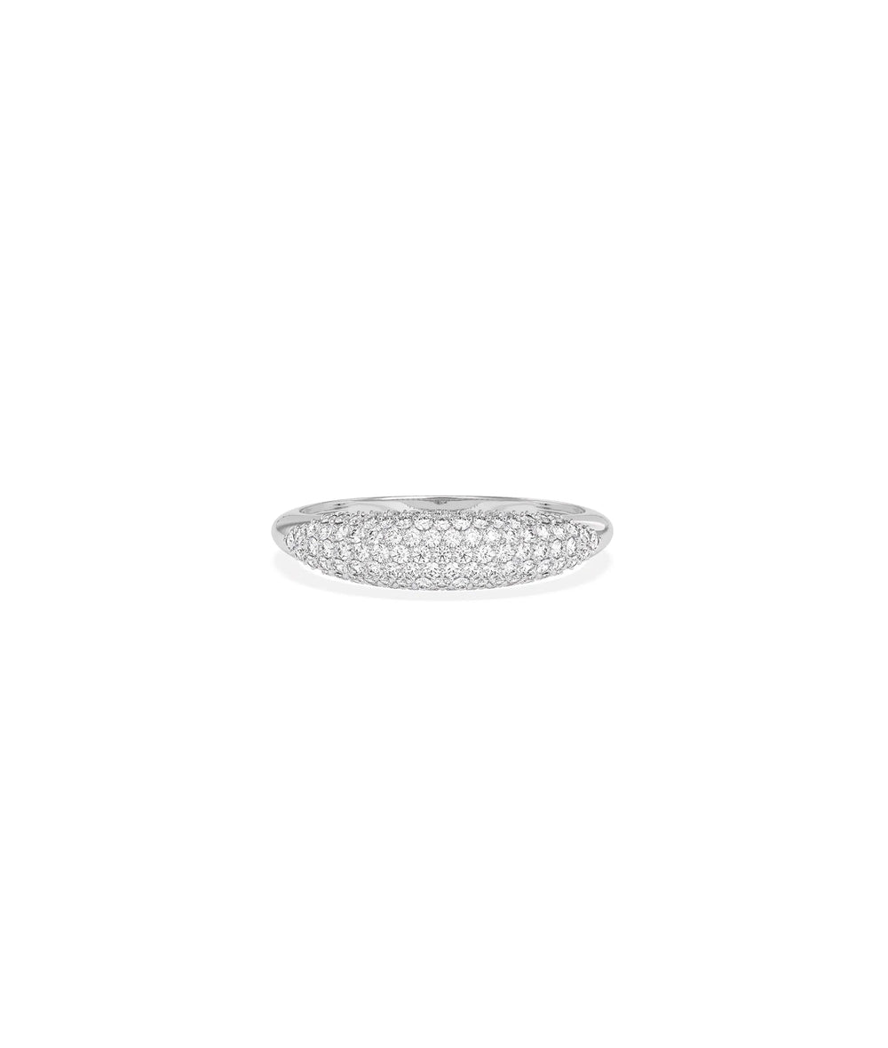 Diamond Pave Dome Ring white gold with sleek modern dome design and brilliant stones