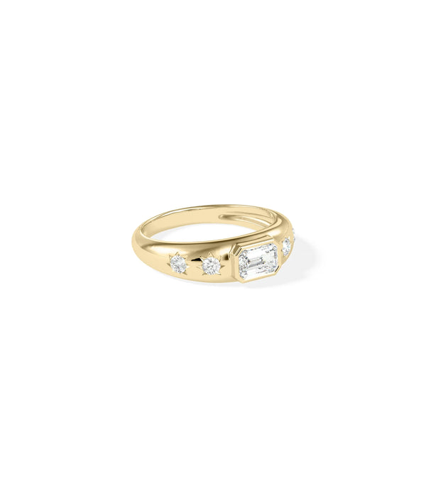 Bezel dome ring side view displaying 6.5mm width and dimensional three-dimensional shape alternate view