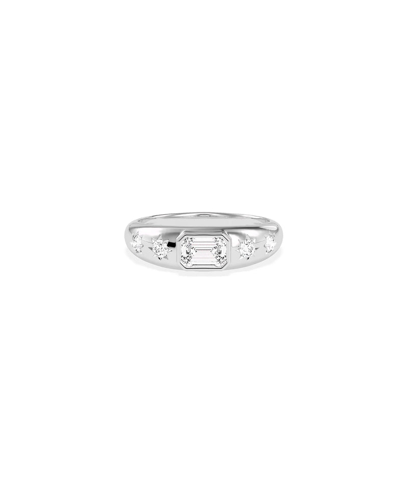 Multi Shape Bezel Set Diamond Dome Ring white gold with varied diamond cuts