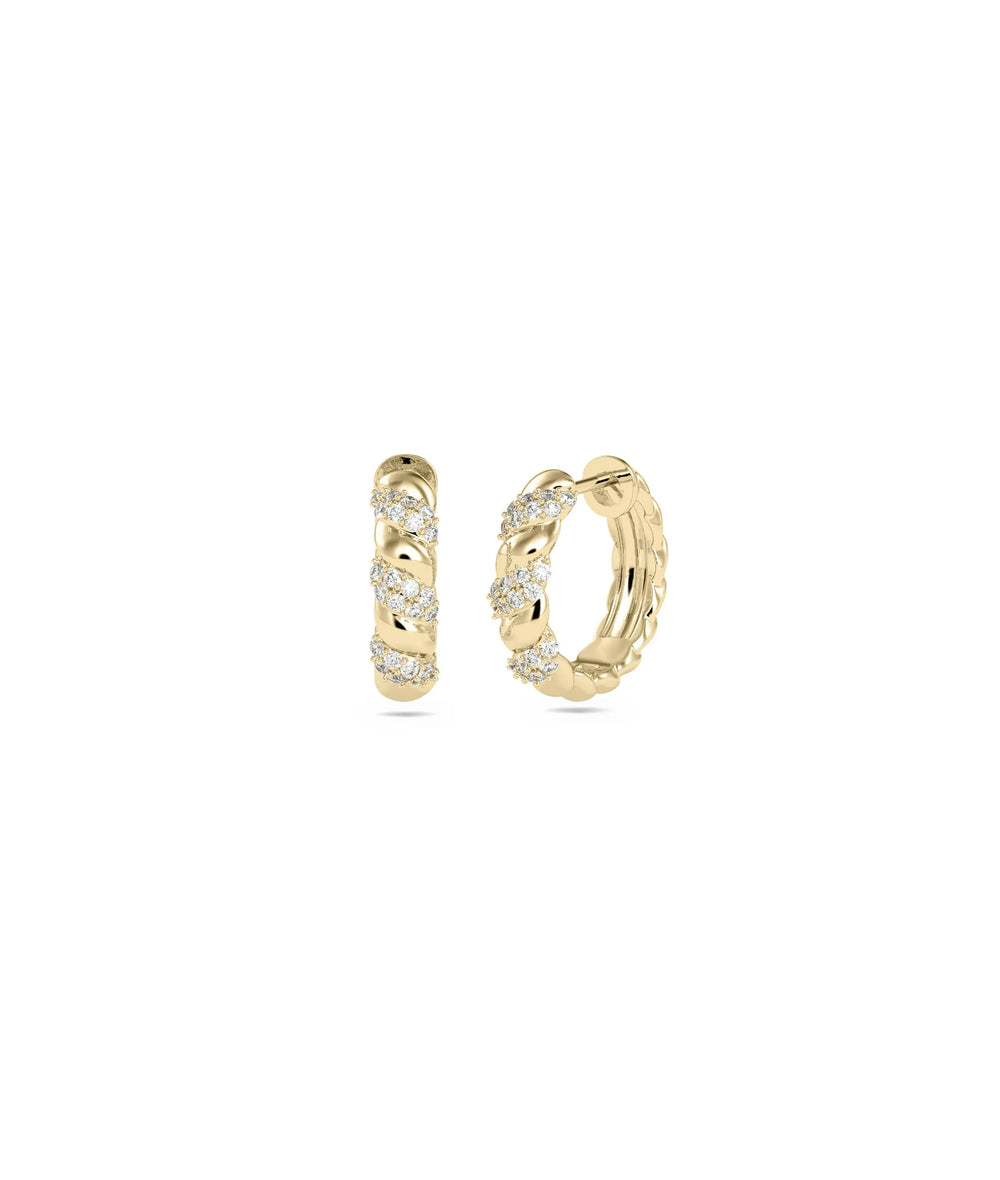 Diamond Twist Hoop Earring - 79e | Everyday 14K Gold Jewelry