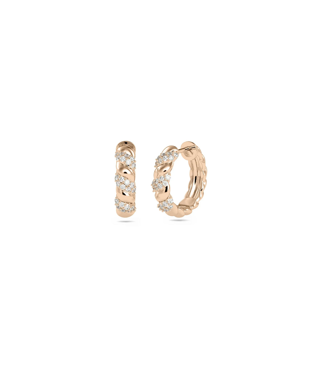 Diamond Twist Hoop Earring - 79e | Everyday 14K Gold Jewelry