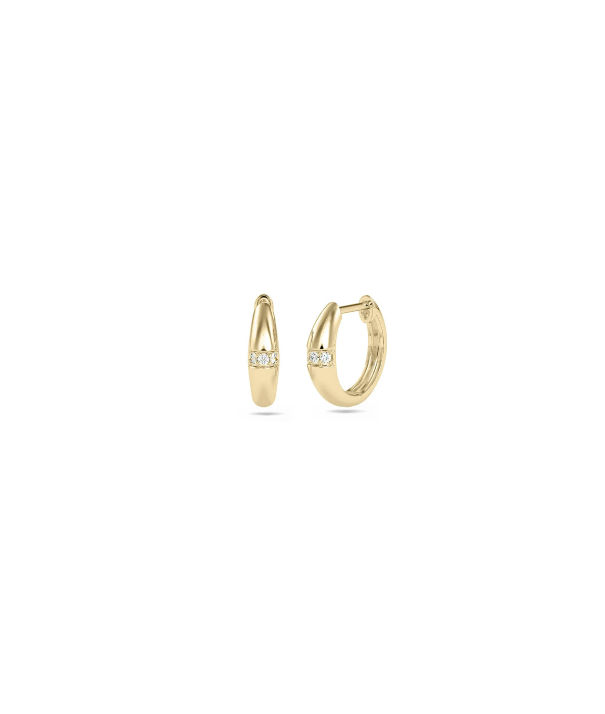 Diamond Dome Hoop Earring - 79e | Everyday 14K Gold Jewelry