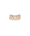 Rose gold Diamond Curb Link Ring with edgy curb links and diamond sparkle