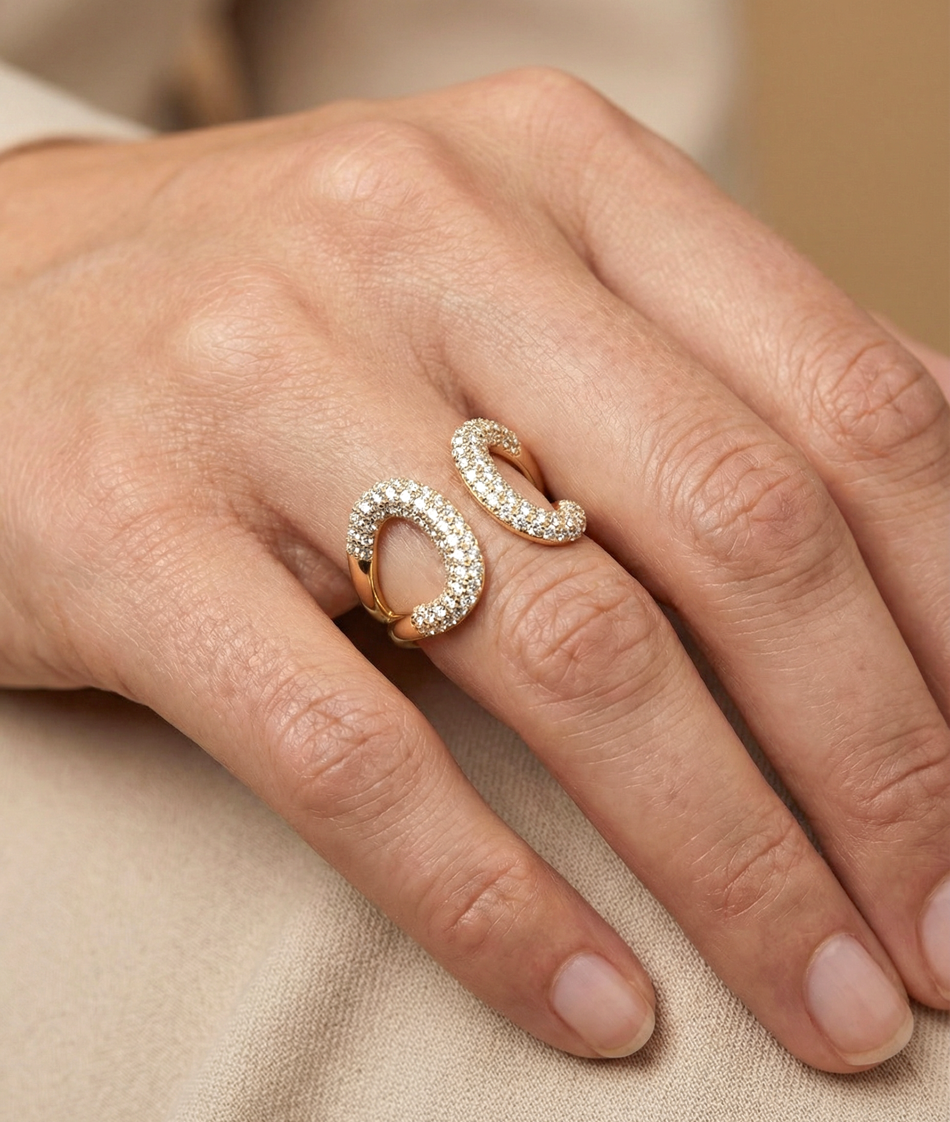 STERLING SILVER Pave Lab Diamond Split Shank Ring