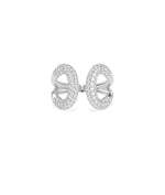 White gold Diamond Pave Split Shank Ring featuring architectural split shank sparkle