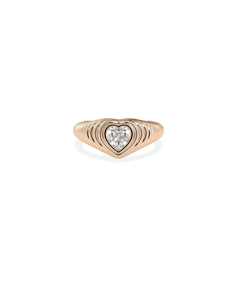 Rose gold Diamond Solitaire Fluted Step Ring with bold architectural solitaire design