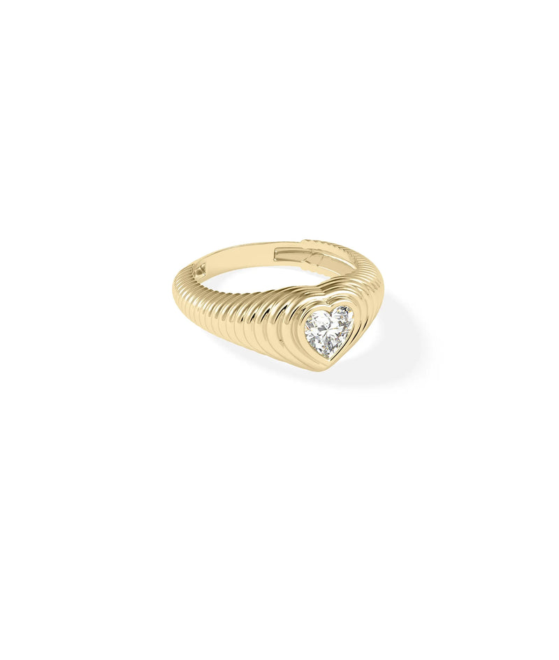 Side view Diamond Solitaire Fluted Step Ring showing dramatic 10.5mm width and dimension