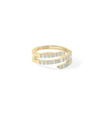 Side view Diamond Baguette Swirl Ring showing sculptural dimensional swirl design