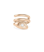 Rose gold Diamond Snake Swirl Ring with flowing snake swirl and sparkle