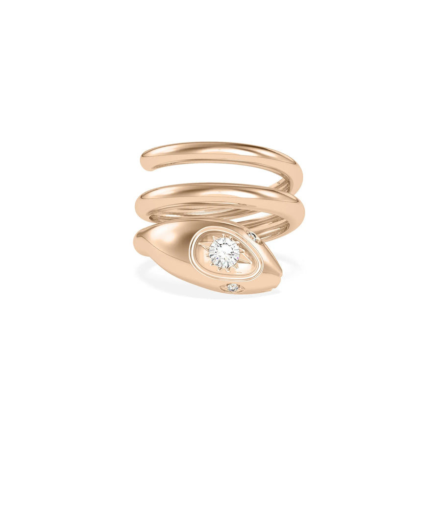 Rose gold Diamond Snake Swirl Ring with flowing snake swirl and sparkle