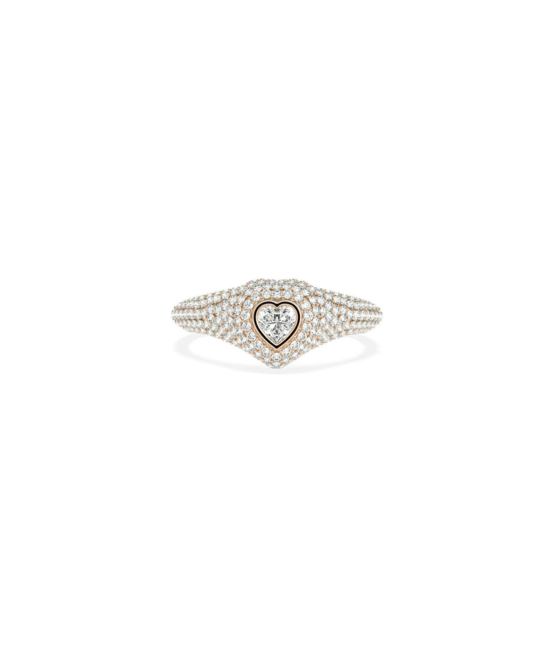 Rose gold Heart Shape Diamond Solitaire and Pave Ring with heart diamond and sparkle