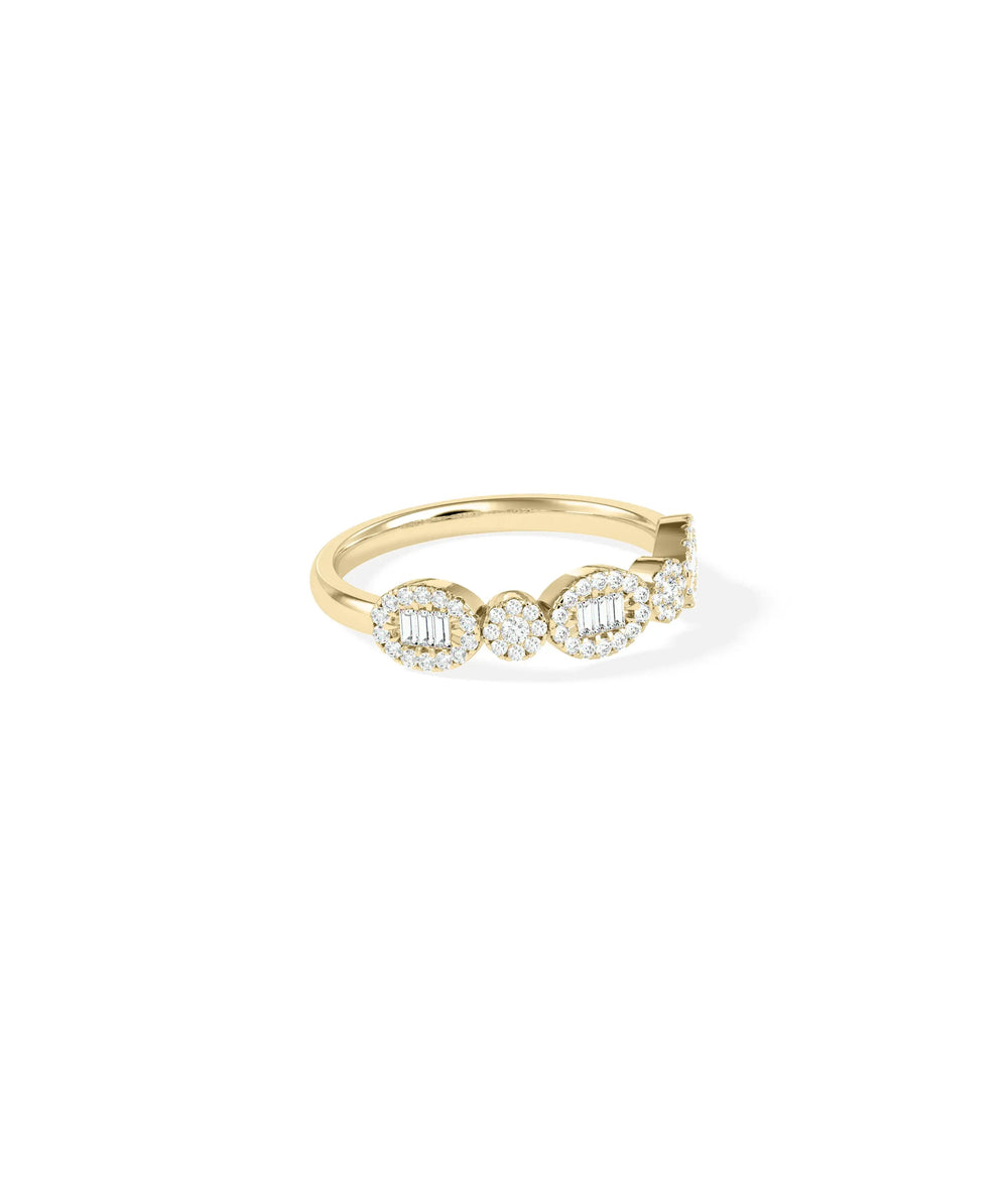 Side view Diamond Cluster Oval and Round Band Ring showing 5mm cluster length