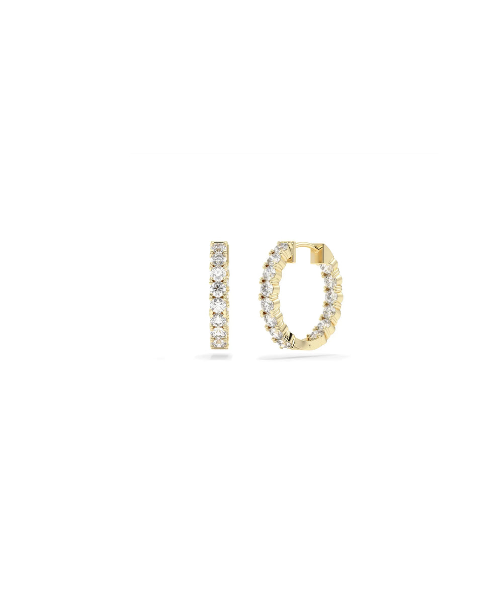 Single Line Diamond Hoop Earring - 79e | Everyday 14K Gold Jewelry
