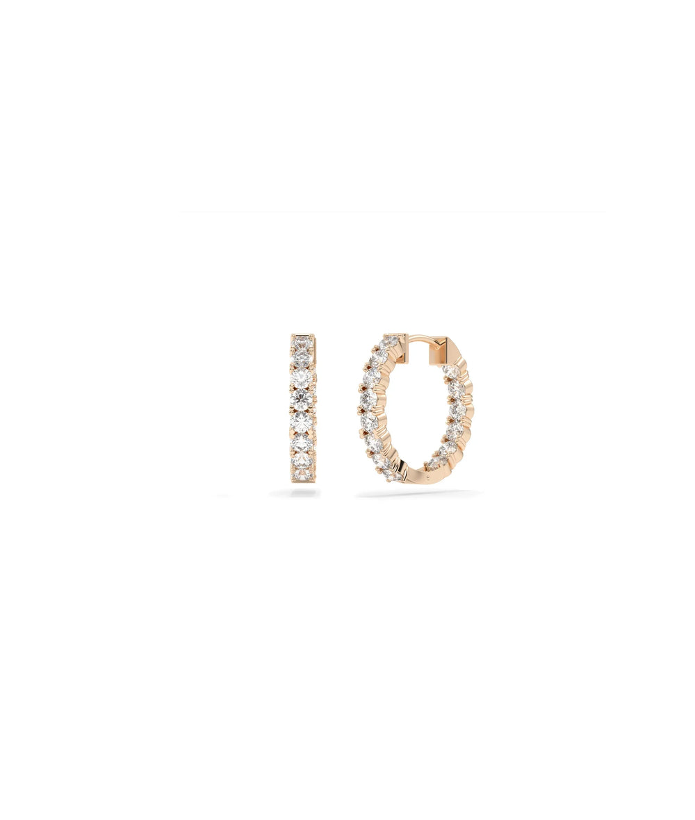 Single Line Diamond Hoop Earring - 79e | Everyday 14K Gold Jewelry