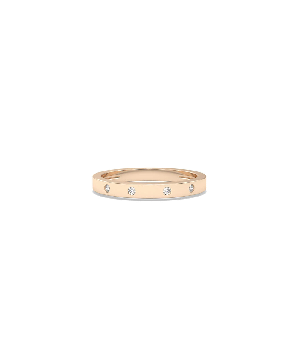 Rose gold Diamond Bezel Station Band Ring with modern bezel stations and sparkle