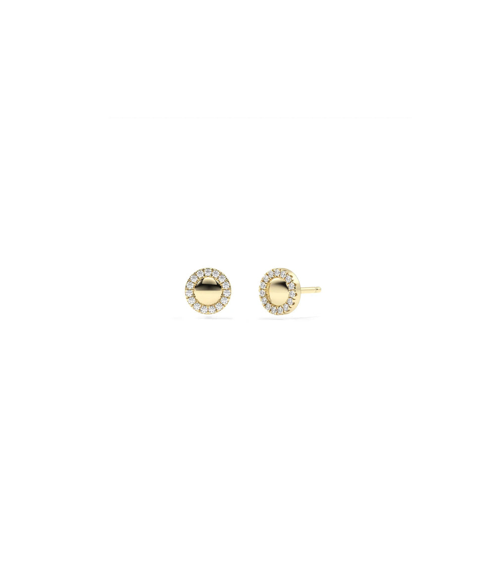 Diamond Halo Stud Earrings - 79e | Everyday 14K Gold Jewelry