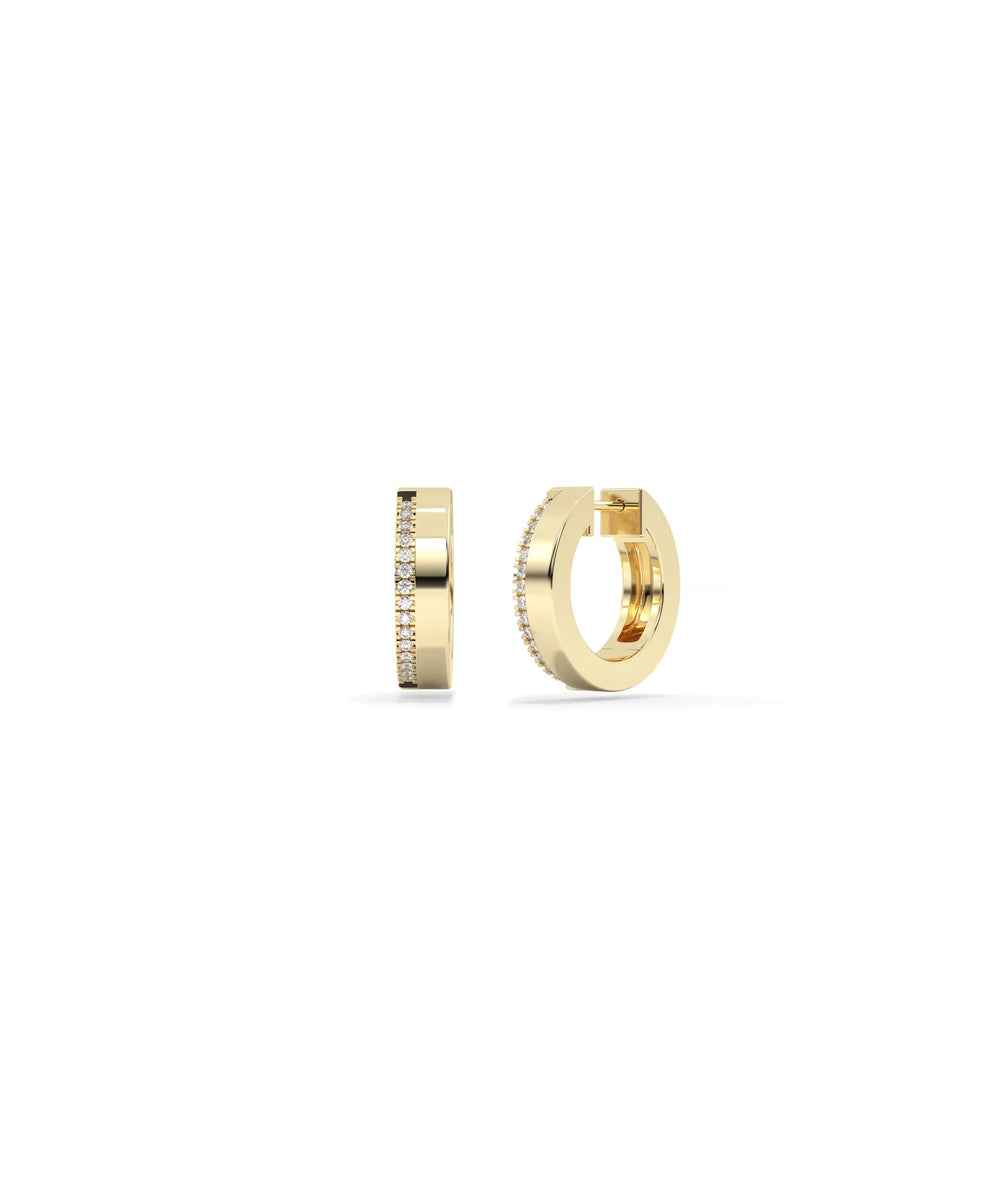Gold and Diamond Line Hoop Earring - 79e | Everyday 14K Gold Jewelry