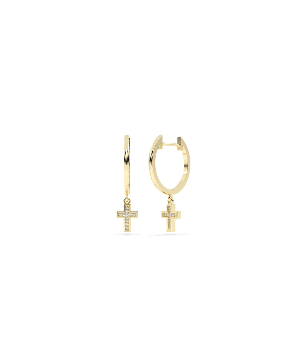 Diamond Hoop with Charm Dangle Earring - 79e | Everyday 14K Gold Jewelry