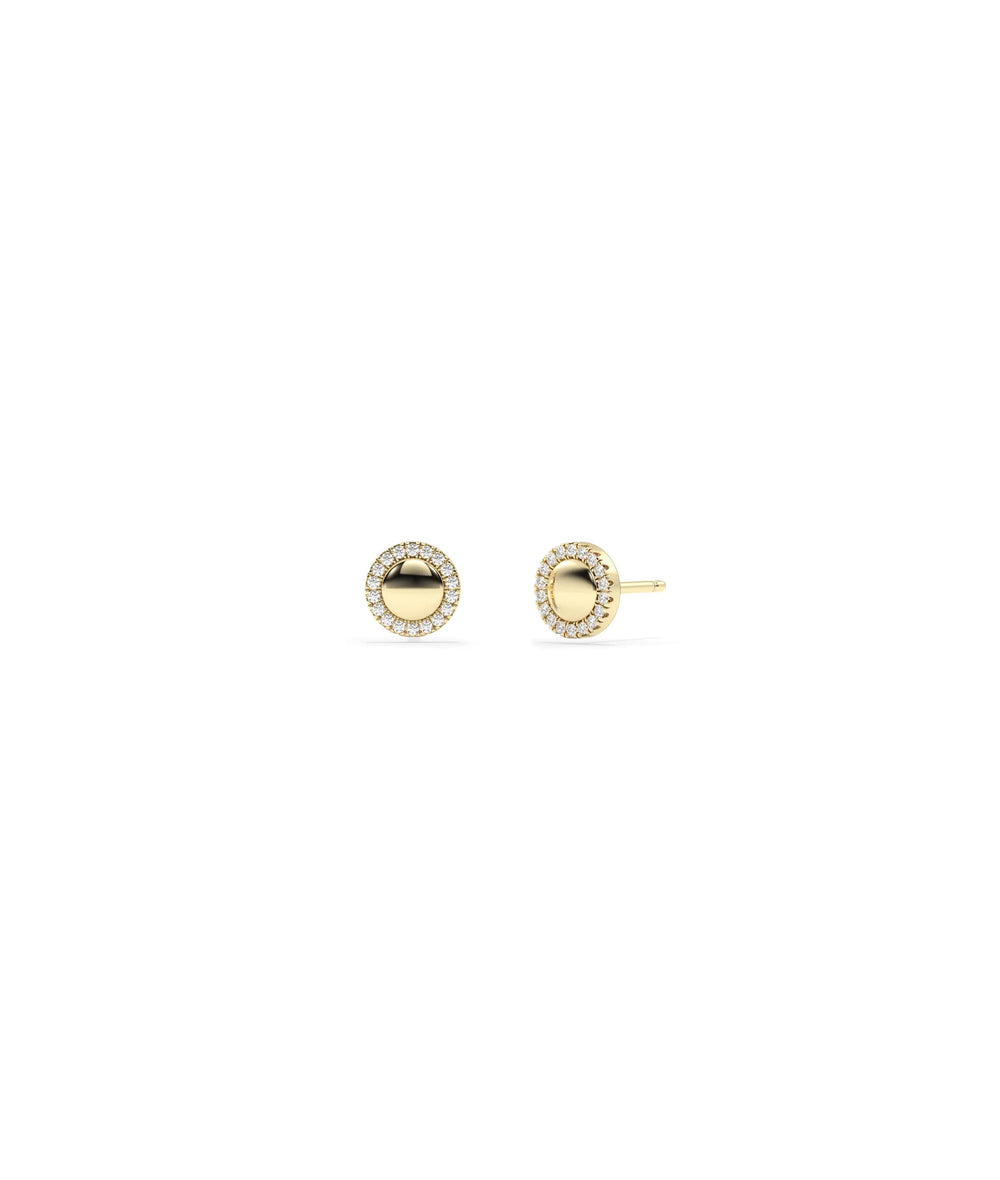 Diamond Halo Disc Stud Earring - 79e | Everyday 14K Gold Jewelry