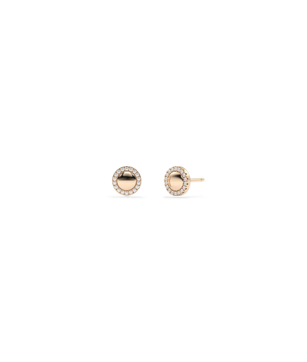 Diamond Halo Disc Stud Earring - 79e | Everyday 14K Gold Jewelry