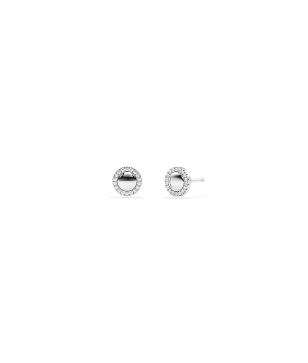 Diamond Halo Disc Stud Earring - 79e | Everyday 14K Gold Jewelry alternate view