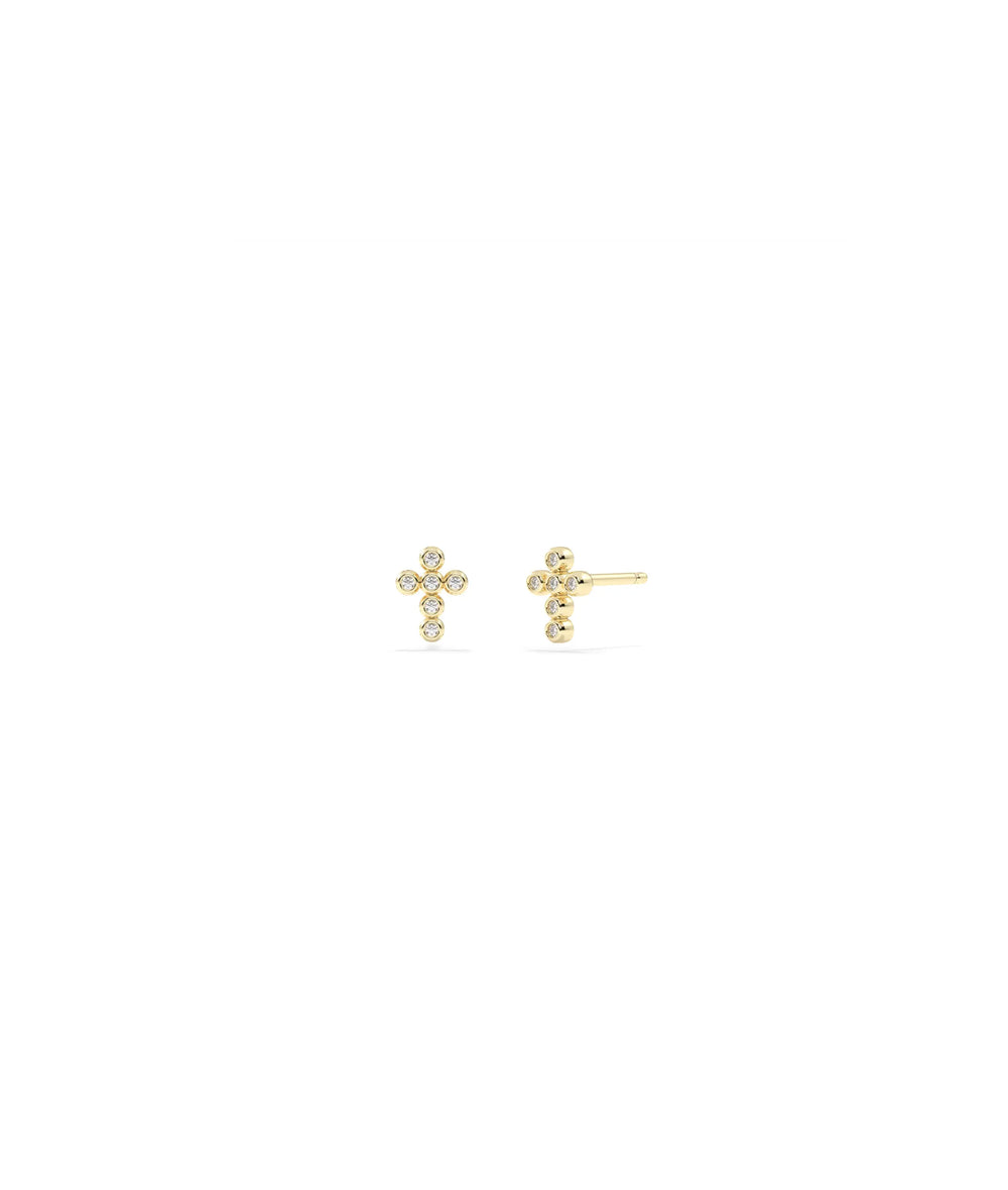 Diamond Cross Stud Earring - 79e | Everyday 14K Gold Jewelry